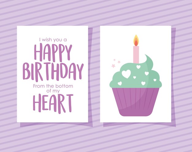 Joyeux Anniversaire Carte De Voeux Romantique Vecteur Premium