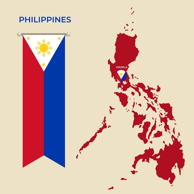 Carte des Philippines design plat