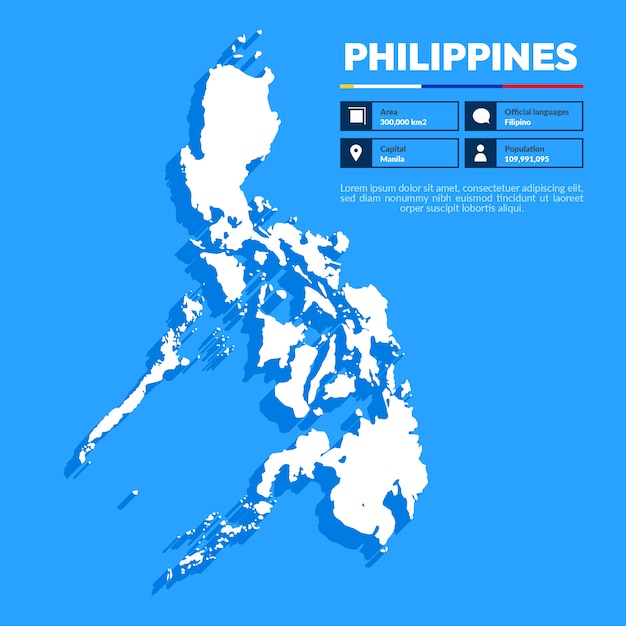 Vecteur gratuit carte des philippines design plat