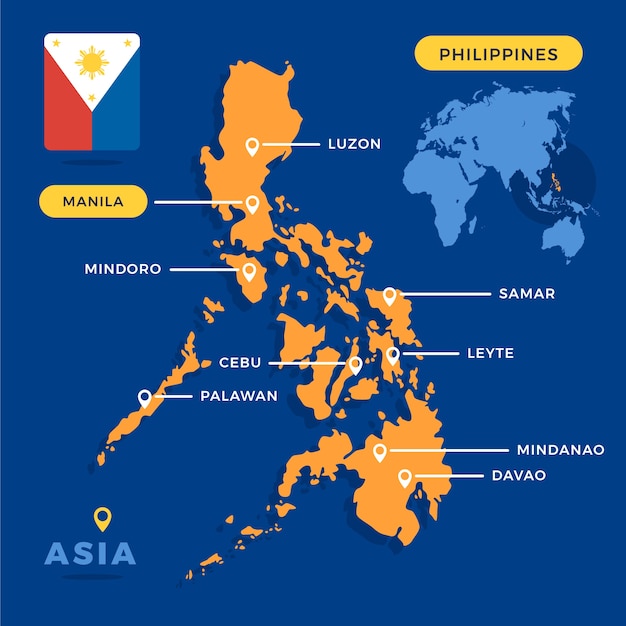 Carte Des Philippines Design Plat