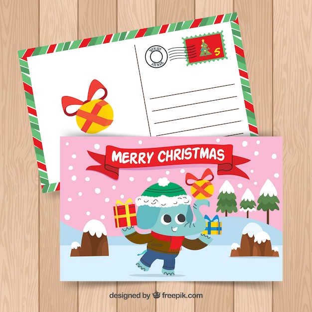 Carte Postale Avec Joli Animal De Noël