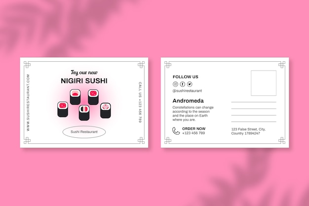 Carte postale moderne de restaurant de sushi