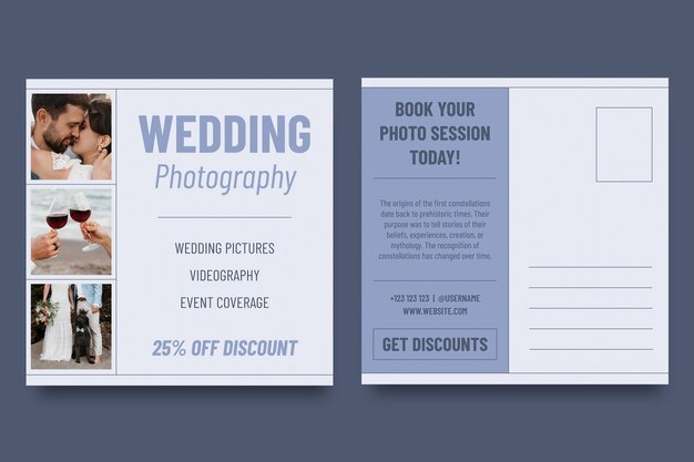 Carte postale de photographe de mariage linéaire