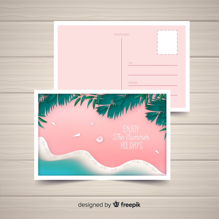 Vecteur gratuit carte postale réaliste de vacances d&#39;été