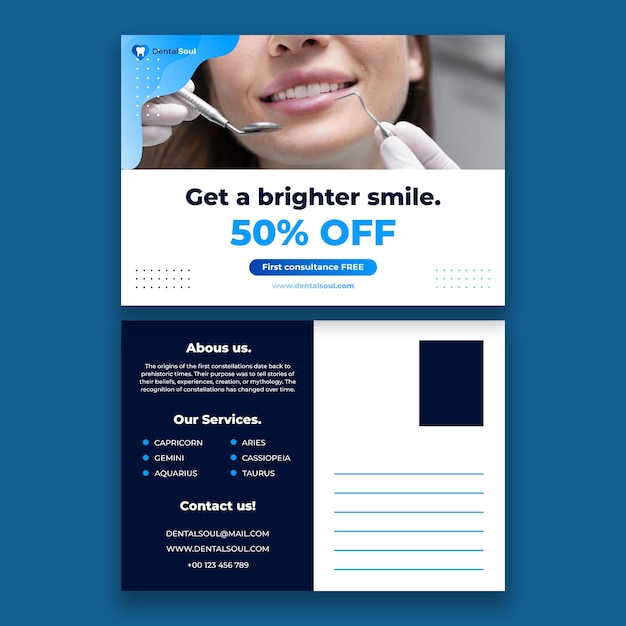 Vecteur gratuit carte postale sourire dentaire de vagues