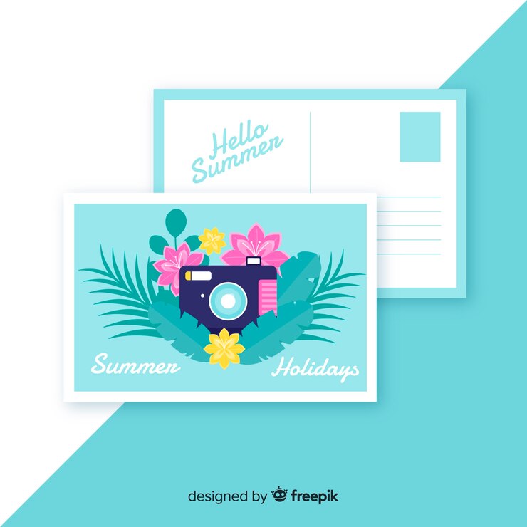 Vecteur gratuit carte postale de vacances d&#39;été