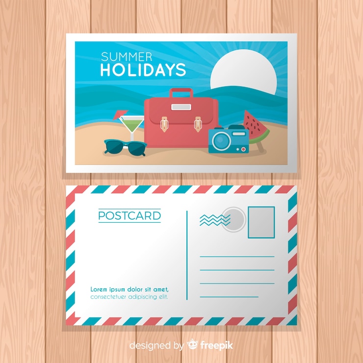 Vecteur gratuit carte postale de vacances