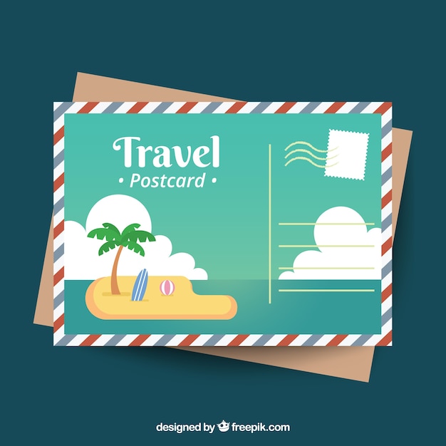 Vecteur gratuit carte postale de voyage avec destination