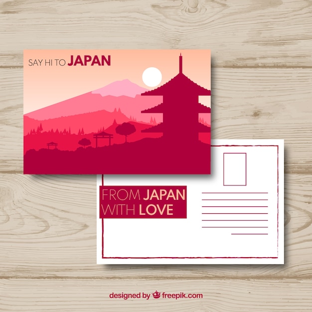 Carte Postale De Voyage Avec Paysage Japonais