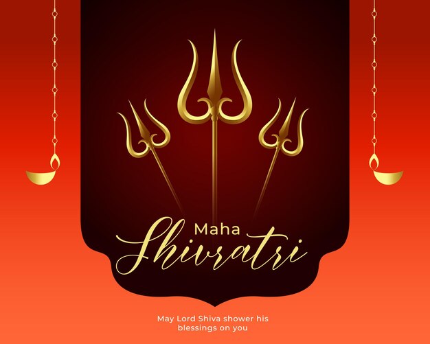 carte religieuse d'Happy Maha Shivratri avec un diya suspendu