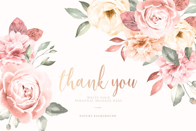 Carte de remerciement avec cadre floral vintage