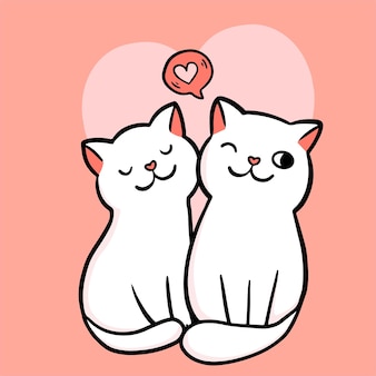 Main De Dessin Anime De Couple Chat Mignon Dessiner Pour La Saint Valentin Vecteur Premium Main De Dessin Anime De Couple Chat Mignon Dessiner Pour La Saint Valentin Vecteur Premium