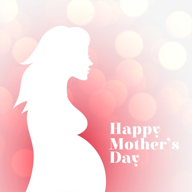 Vecteur gratuit carte de silhouette de femme enceinte pour la fête des mères heureuse