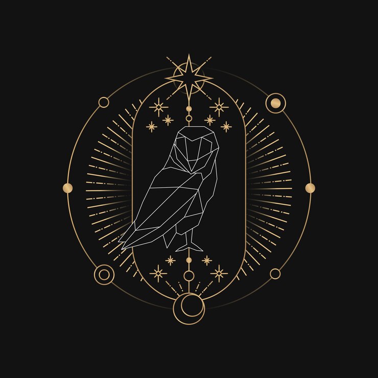 Vecteur gratuit carte de tarot astrologique hibou géométrique