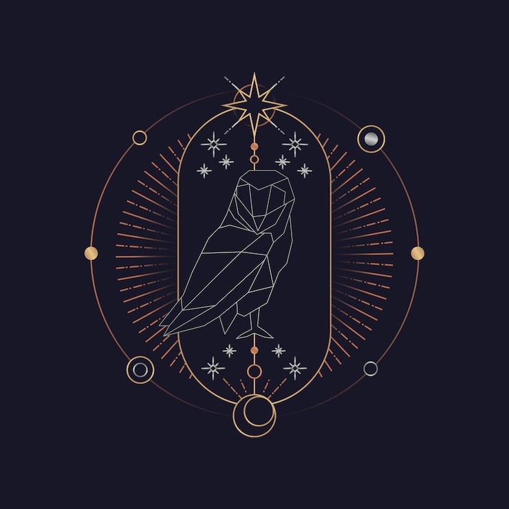 Vecteur gratuit carte de tarot astrologique hibou géométrique