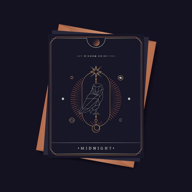 Vecteur gratuit carte de tarot astrologique hibou géométrique