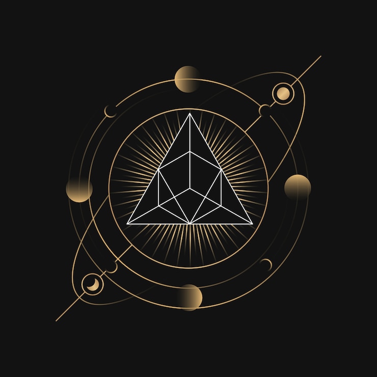 Vecteur gratuit carte de tarot astrologique de pyramide géométrique