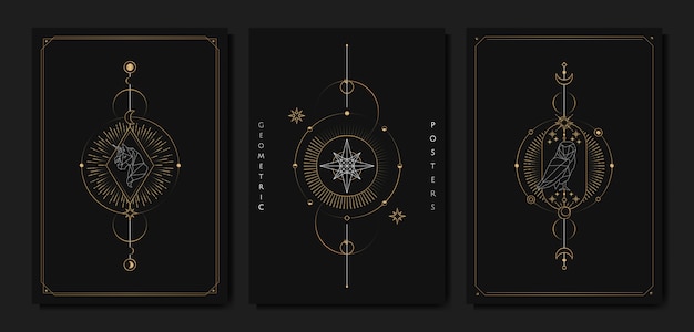 Vecteur gratuit carte de tarot de symboles astrologiques géométriques