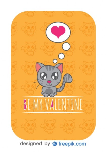 Vecteur gratuit carte de vecteur avec le chat de bande dessinée dans l'amour