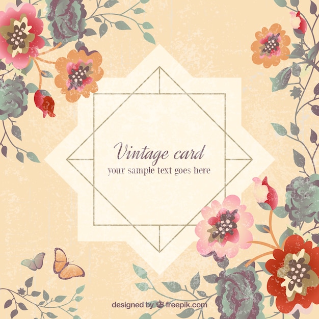 Vecteur gratuit carte vintage dans le style floral