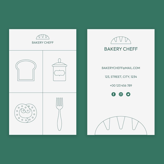 Vecteur gratuit carte de visite de chef de boulangerie géométrique