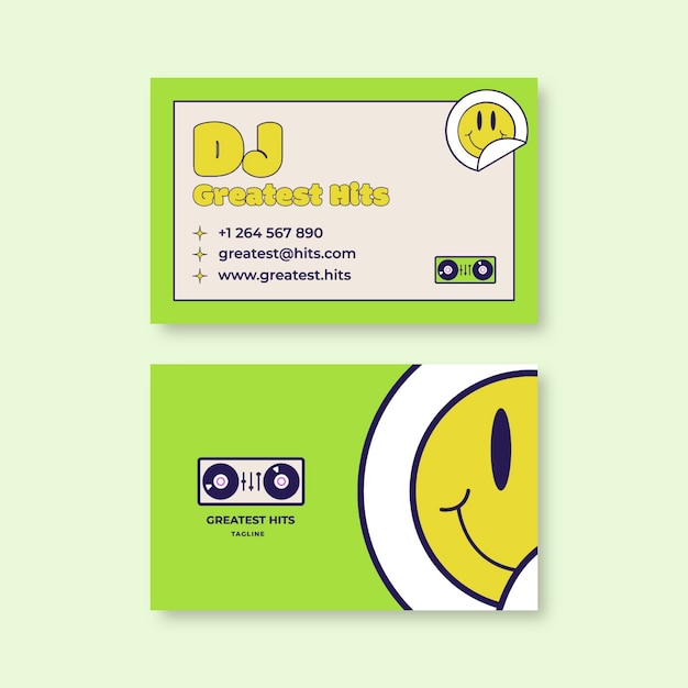 Vecteur gratuit carte de visite dj rétro