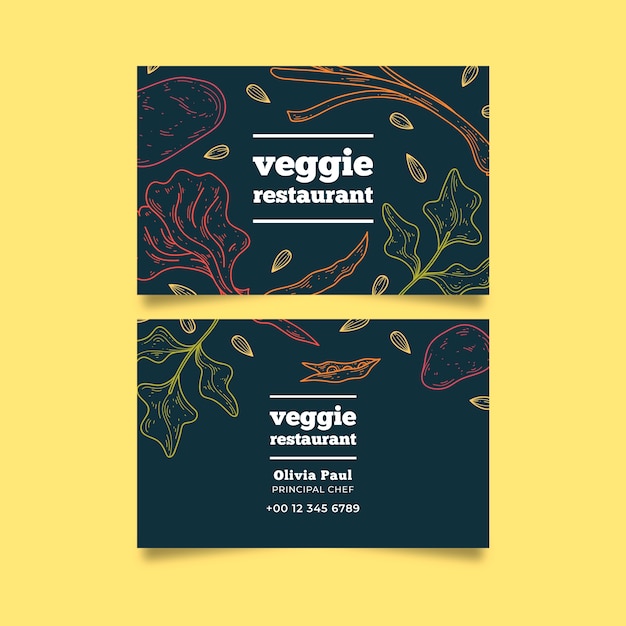 Vecteur gratuit carte de visite d'entreprise restaurant végétarien