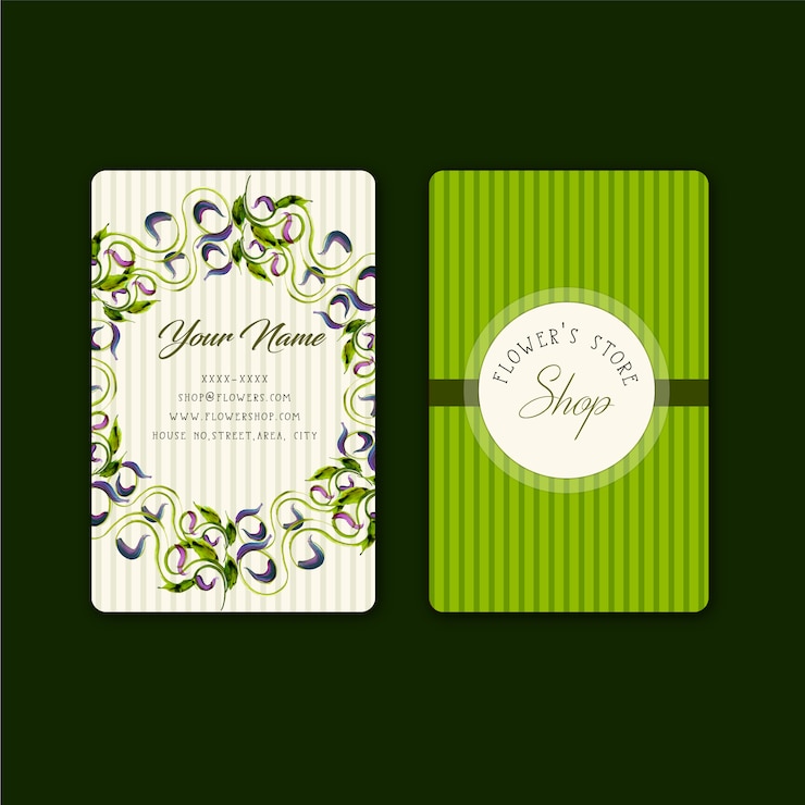 Vecteur gratuit carte de visite florale verte