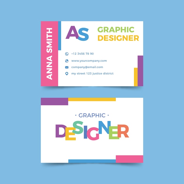 Vecteur gratuit carte de visite de graphiste avec modèle drôle