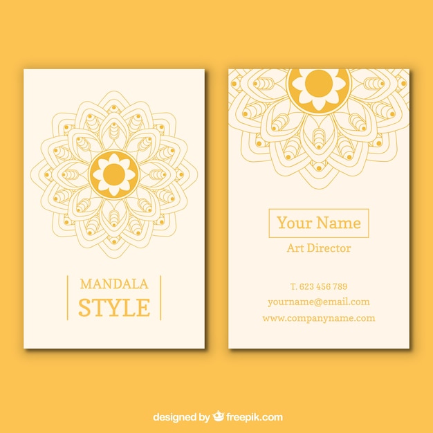 Carte De Visite Jaune Design Mandala