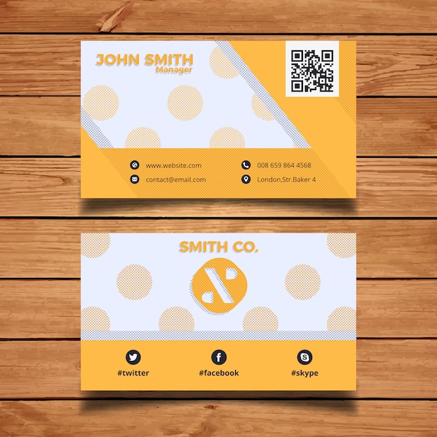 Vecteur gratuit carte de visite jaune simple