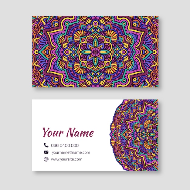 Vecteur gratuit carte de visite de mandala coloré