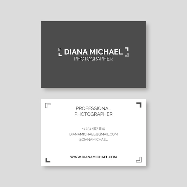 Vecteur gratuit carte de visite photographe monocolor simple diana michael