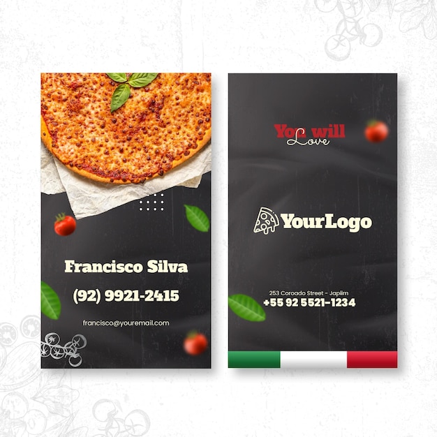 Vecteur gratuit carte de visite recto-verso de cuisine italienne