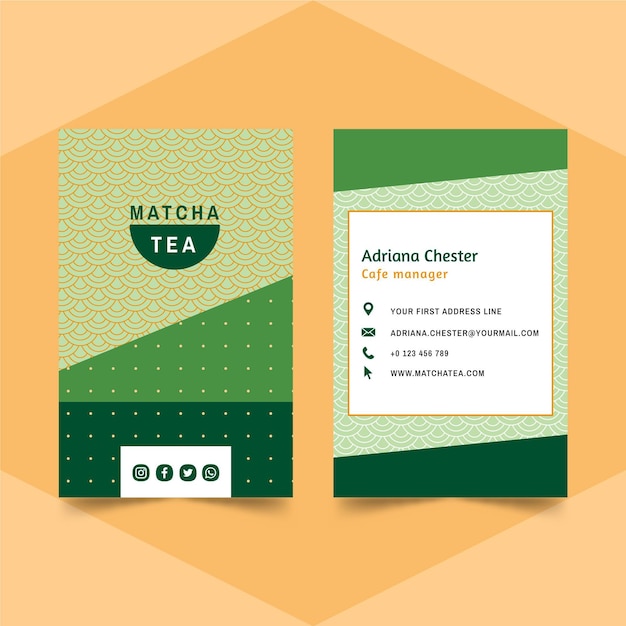 Vecteur gratuit carte de visite thé matcha