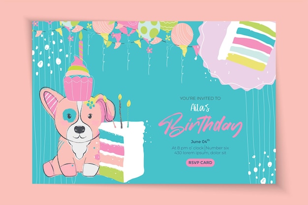 Vecteur gratuit carte de voeux d'anniversaire dessinée à la main
