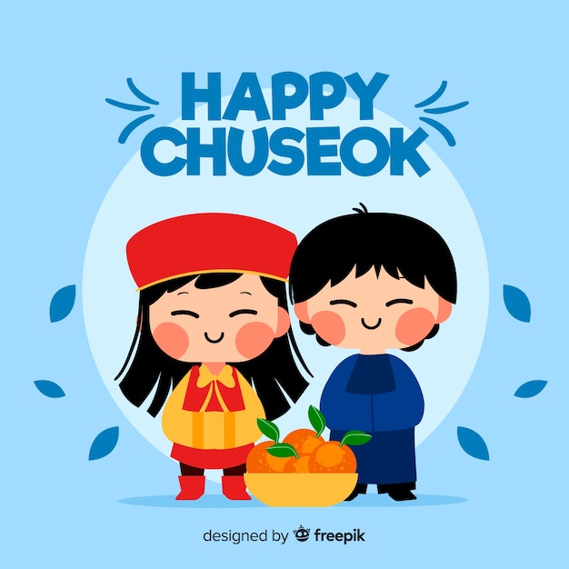 Vecteur gratuit carte de voeux chuseok dessinée à la main