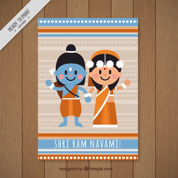 Carte De Voeux Décorative Pour Ram Navami En Design Plat