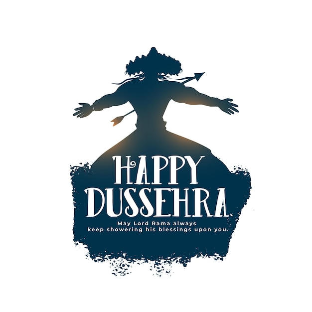 Carte De Voeux De Dussehra Heureux Avec La Silhouette De Ravana