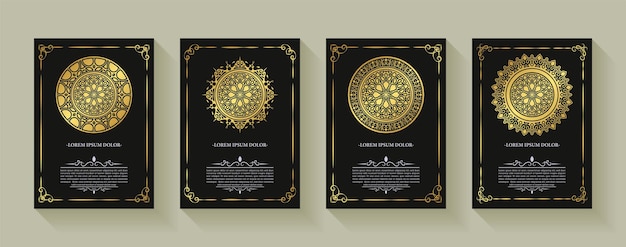 Carte de voeux élégante de mandala d'or avec la conception de modèle d'ornement