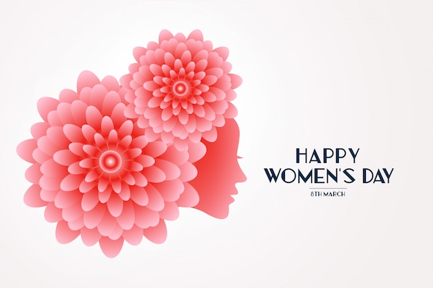 Carte de voeux élégante visage de fleur de jour de femme heureuse