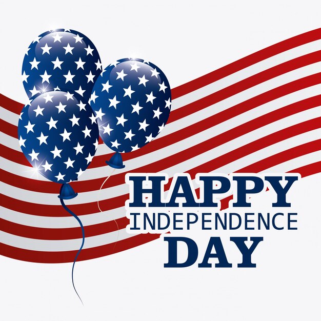 Carte de voeux Happy Independence Day, 4 juillet, conception USA