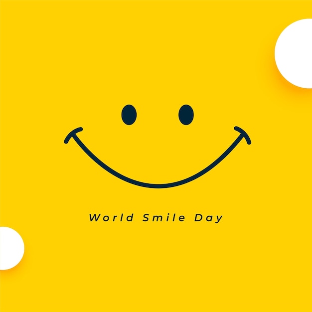 Vecteur gratuit carte de voeux de la journée mondiale du sourire avec vecteur de visage d'expression joyeuse