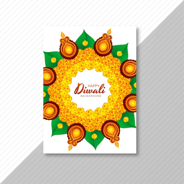 Carte De Voeux Joyeux Diwali Décorée De Fleurs