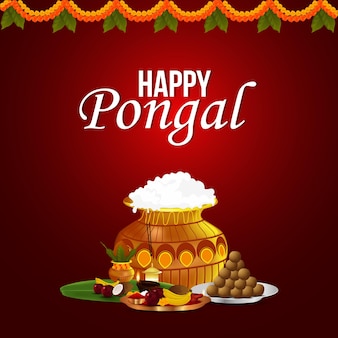 Carte de voeux pour la célébration du festival de l'inde du sud pongal