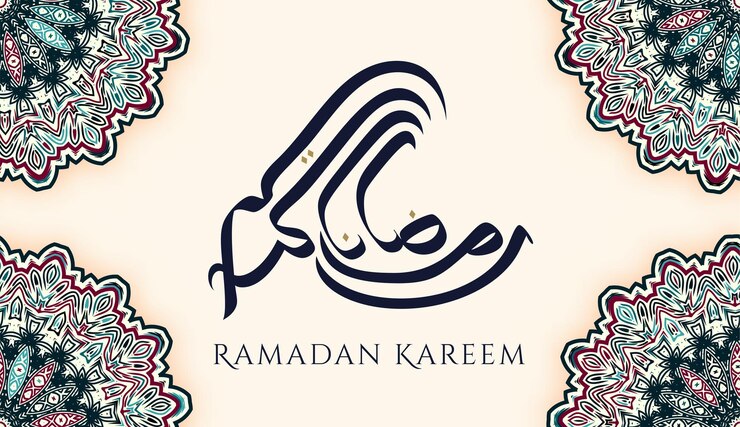 Vecteur gratuit carte de voeux ramadan kareem en calligraphie arabe créative