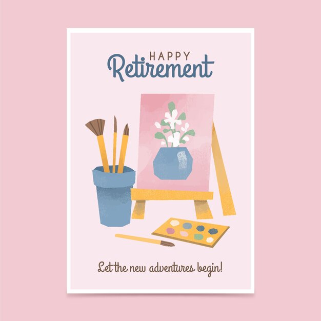 Carte De Voeux De Retraite Dessinee A La Main Vecteur Gratuite