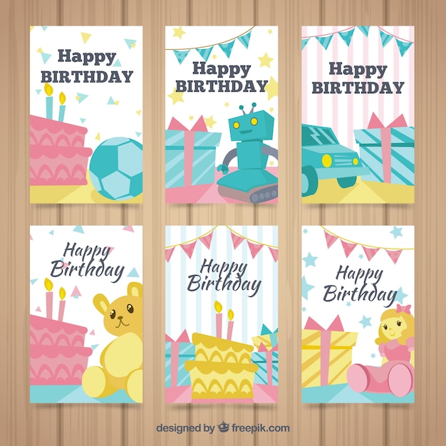 Cartes D'anniversaire Avec Collection De Jouets