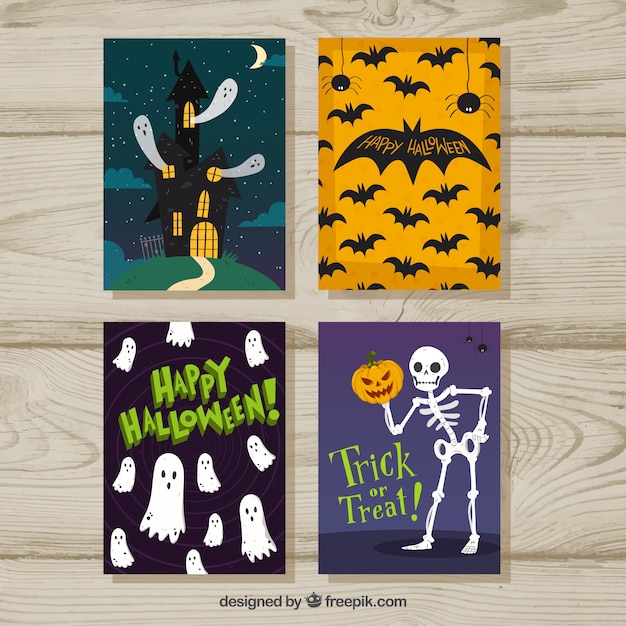 Cartes De Halloween Avec Un Style Effrayant