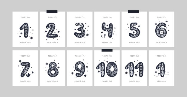 Vecteurs 9 Mois Gratuits 6 Illustrations Format Ai Eps